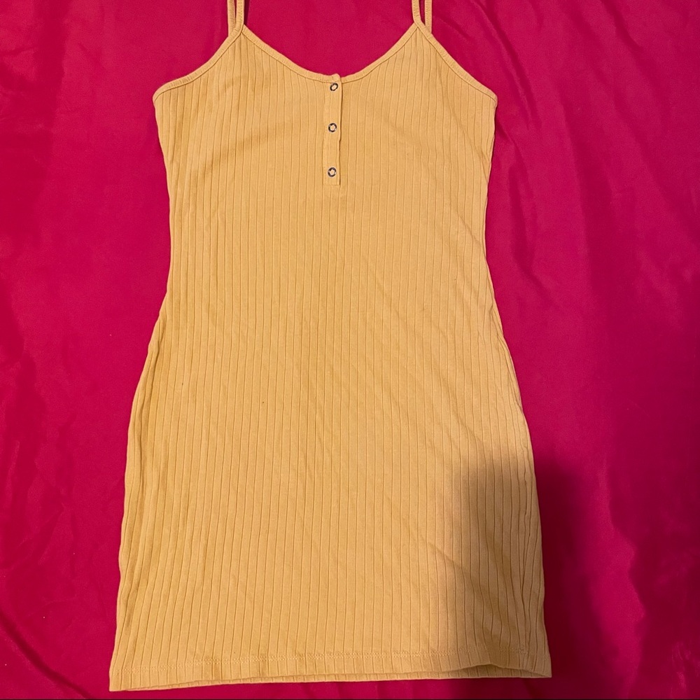 Shein mustard yellow Rib-Knit short dress size small